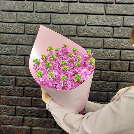 Букет из розовой маттиолы №160 - Фото 2