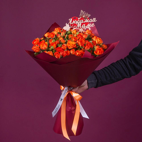 Букет из 19 оранжевых кустовых роз - Фото 4