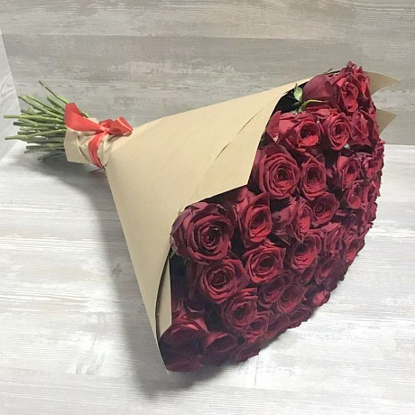51 красная роза 60 см в упаковке крафт - Фото 2