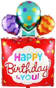 Фигура шар "Квадрат. Подарок с Днем Рождения" красный 107 см