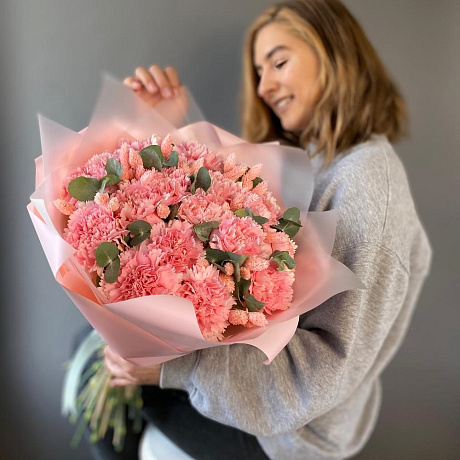 Букет из Гвоздик и эвкалипта №160 - Фото 3