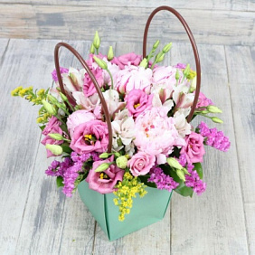 Крафтовая сумка с цветами "комплимент"