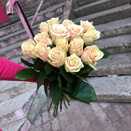 Букет из 15 кремовых роз №161 - Фото 3