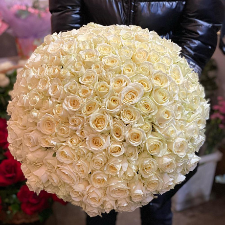 Белые розы 70см №160 - Фото 6
