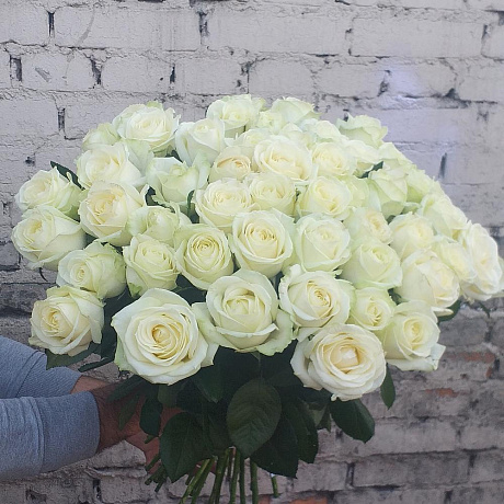 Букет цветов Белая роза №160 - Фото 2