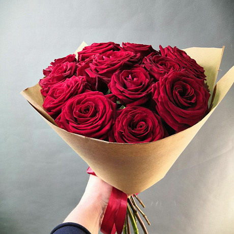 Моно букет из алых роз - Фото 2