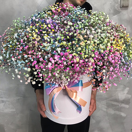 Радужный гифсофила в шляпные каробке - Фото 4