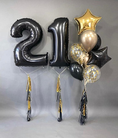 Композиция из шаров "Цифры и фонтан" Блум