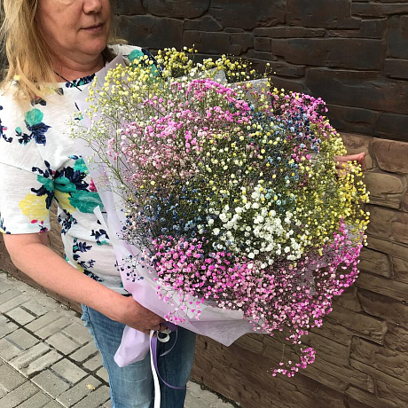 Букет цветов Радужный Помпон - Фото 4