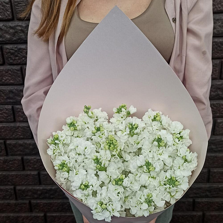 Букет из белоснежной маттиолы - Фото 3