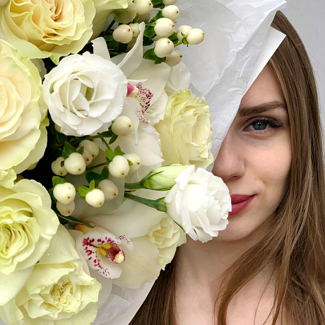 Букет цветов со вкусом S белый - Фото 2
