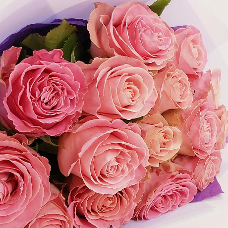 Букет из 15 розовых роз №160 - Фото 6