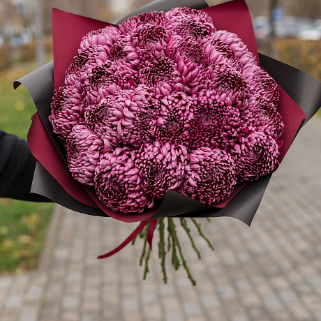 Букет из хризантем Бигуди Перпл (25 шт) - Фото 4