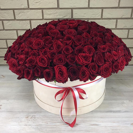 195 красных роз в бархатной коробке - Фото 4