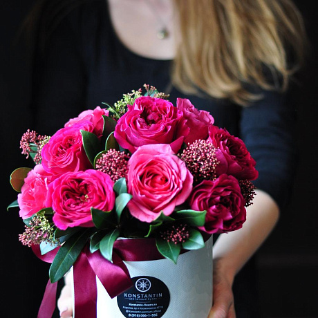 Шляпная коробка с розами Дэвида Остина - Фото 4