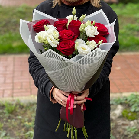 Букет цветов Красно-белое №160 - Фото 3