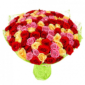 Букет из 101 разноцветной розы