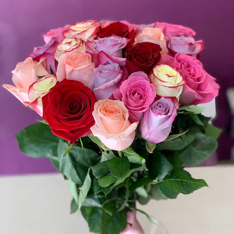 Монобукет 31 Роза микс 60см - Фото 2