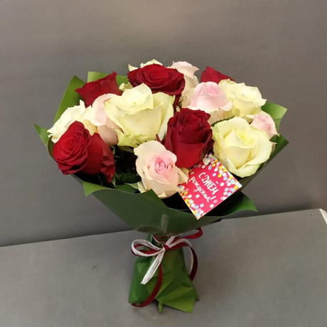 Букет микс из 15 роз - Фото 6