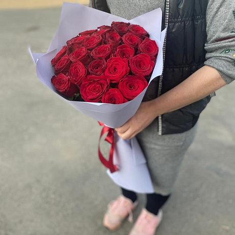 Букет из 25 красных роз Эквадор - Премиум - Фото 3