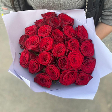 Букет из 25 красных роз Эквадор - Премиум - Фото 4