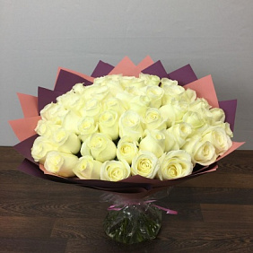 Букет из 51 белой розы №2