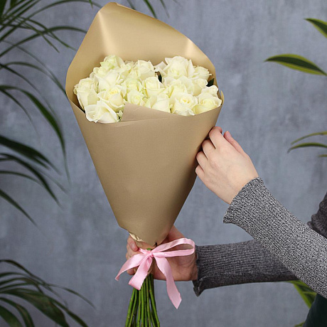 25 белых роз 50 см - Фото 2