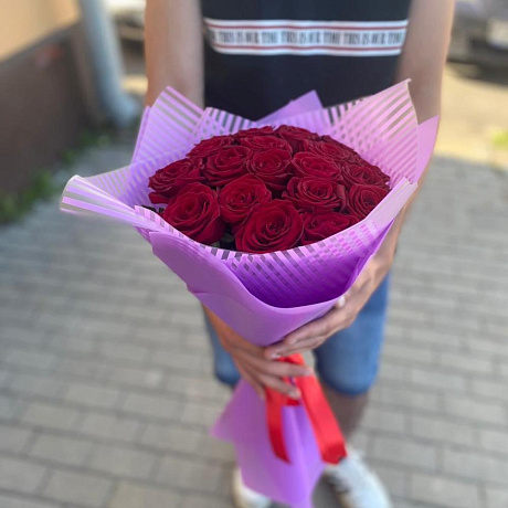 Букет из 21 красной розы №161 - Фото 3