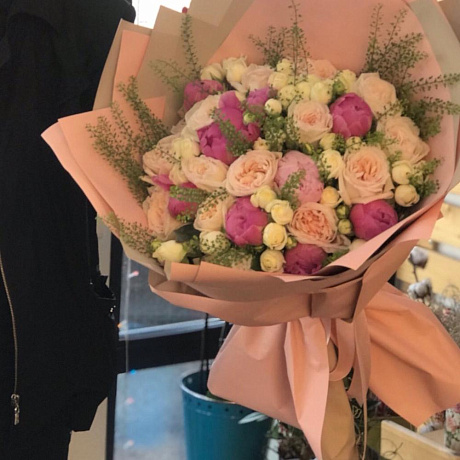 Букет из пионов и роз №160 - Фото 3