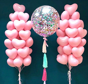 Композиция из шаров "Фонтаны сердец"