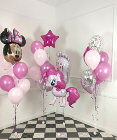 Композиция из шаров "Минни Маус на выписку"