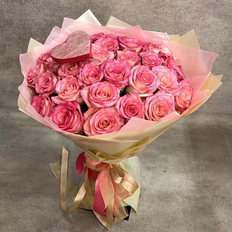 Букет «Любовь» из 25 роз 60 см - Фото 2