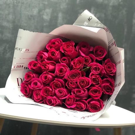 35 розовых роз Премиум - Фото 3