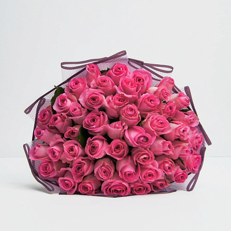 Букет 51 розовых роз (40см) - Фото 3