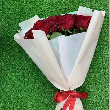 Букет из 25 красных роз (50см) №160 - Фото 3