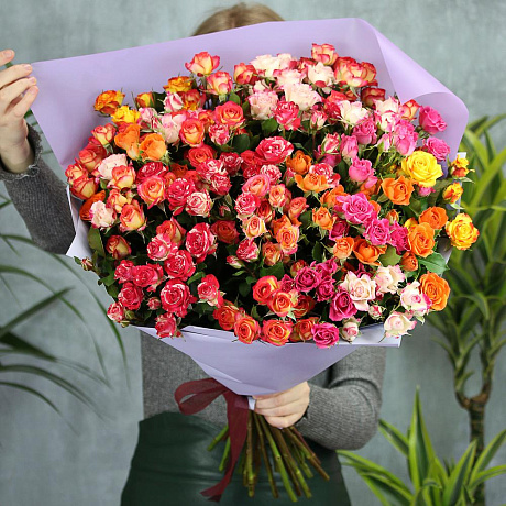 25 кустовых роз микс 70 см Кения - Фото 2