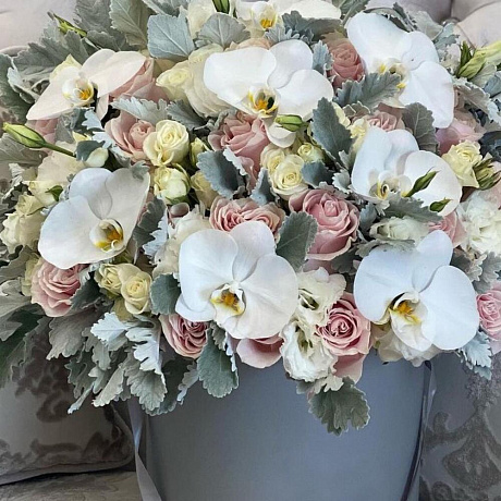 Цветы в коробке Luxury Flowers Жемчужная орхидея - Фото 2