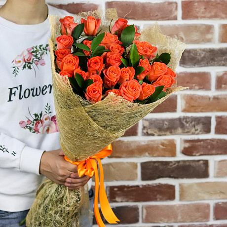 Букет из 29 оранжевых роз (70 см). N892 - Фото 2