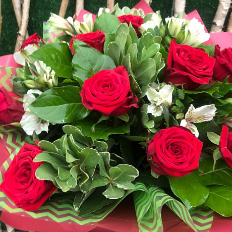 Букет цветов Красное и белое №161 - Фото 3