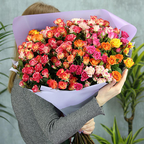 25 кустовых роз микс 70 см Кения - Фото 4