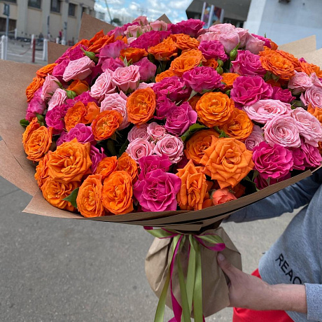 Монобукет из кустовой розы №160 - Фото 2