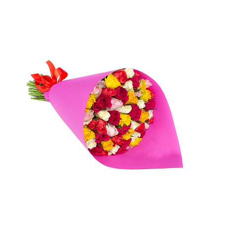 разноцветный микс из 51 розы - Фото 3