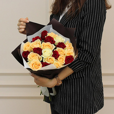 25 розы микс 50-60 см в упаковке - Фото 3