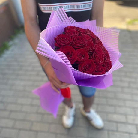 Букет из 21 красной розы №161 - Фото 4