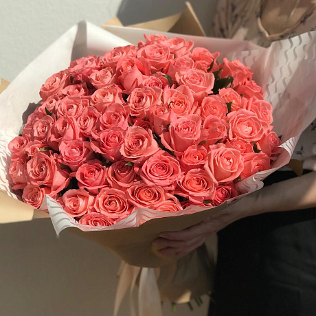 Букет из персиково-розовых роз - Фото 3