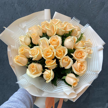 Букет 35 персиковых роз «Аваланж пич» - Фото 3