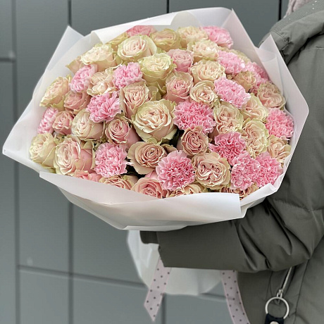 Букет Летуаль из роз и диантуса - Фото 5