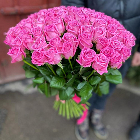 75 розовых роз - Фото 3