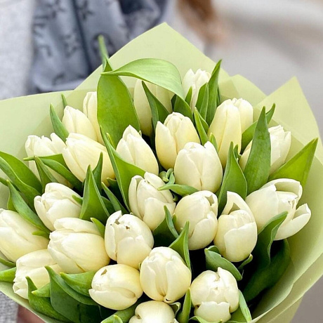 Букеты из белых тюльпаны - Фото 6