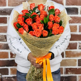 Букет из 29 оранжевых роз (70 см). N892